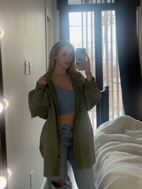 Free people Olive Oversized Utility Shacket Jacket - Green